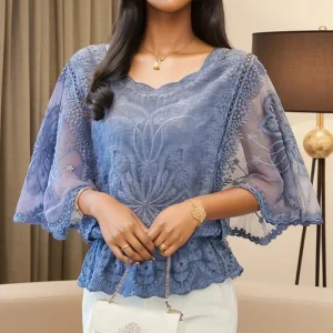 Summer Loose Lace Blouse Women Butterfly Sleeve Chiffon