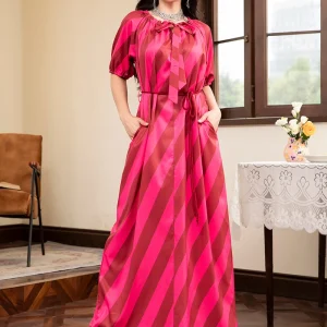 Elegant style Ruffle collar Stripe Color contrast