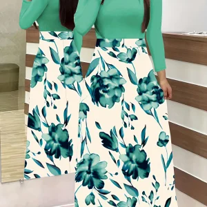 Plus Size Women's Dress Flower Print